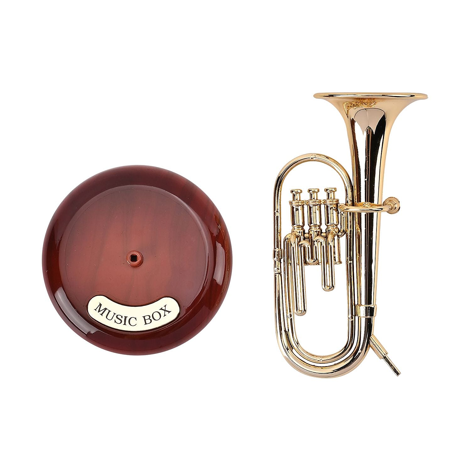 Euphonium Shape Mechanical Music Box - Brown