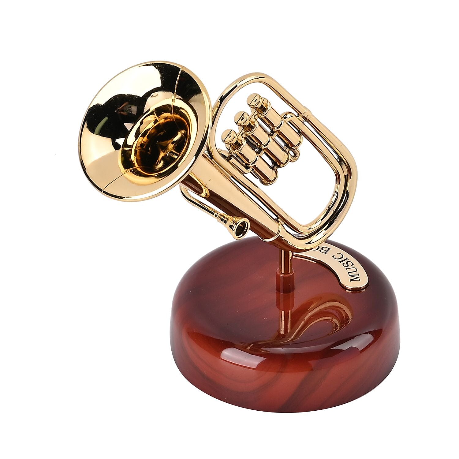 Euphonium Shape Mechanical Music Box - Brown