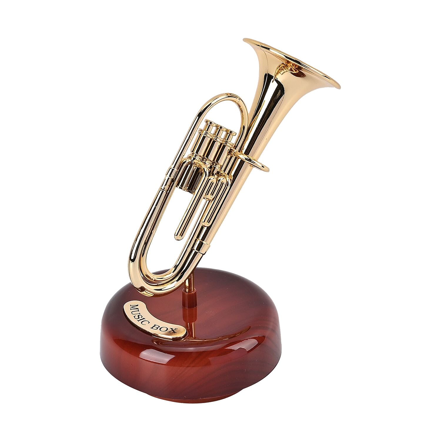 Euphonium Shape Mechanical Music Box - Brown