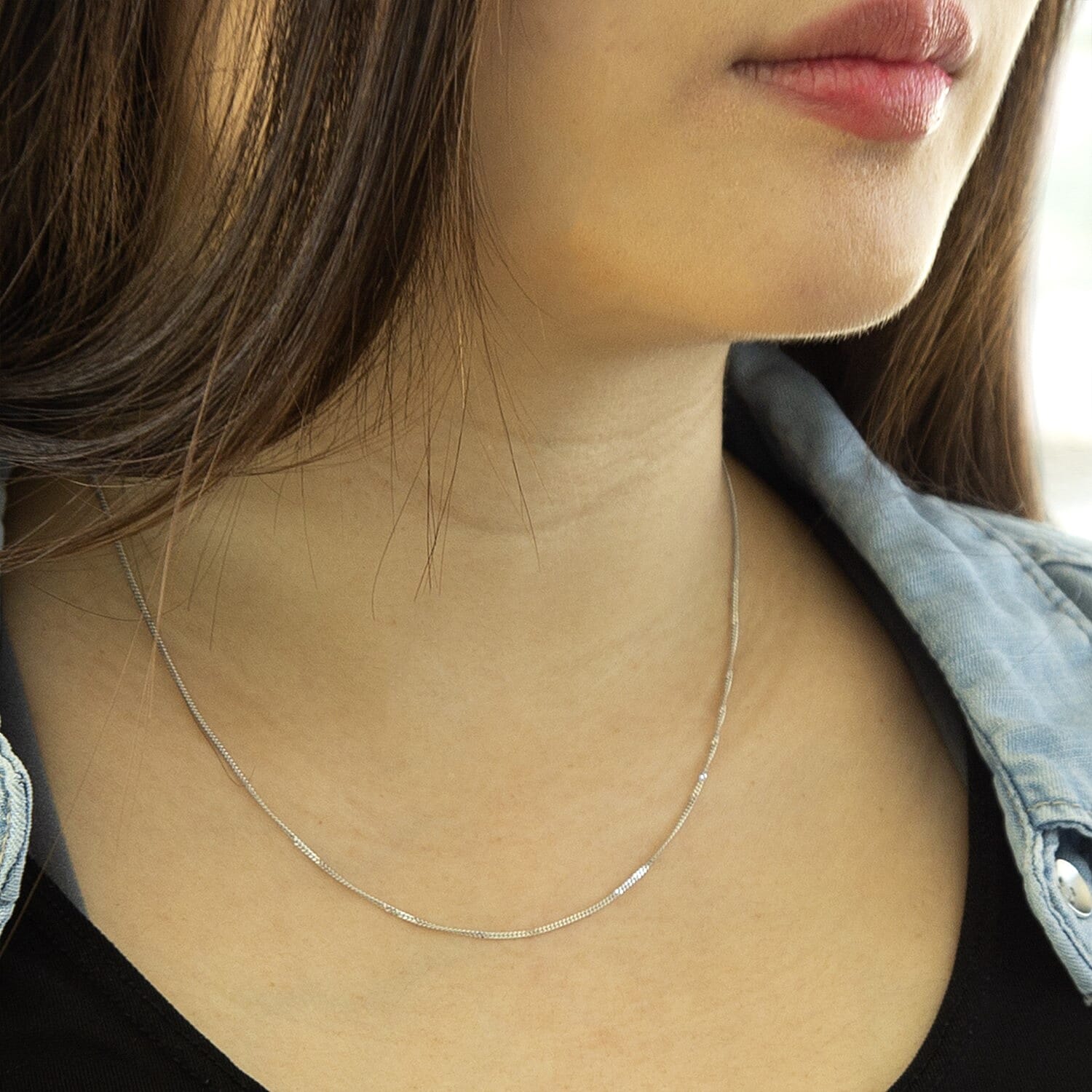 18K W Gold  Chain (Size - 18),  Gold Wt. 1.8 Gms