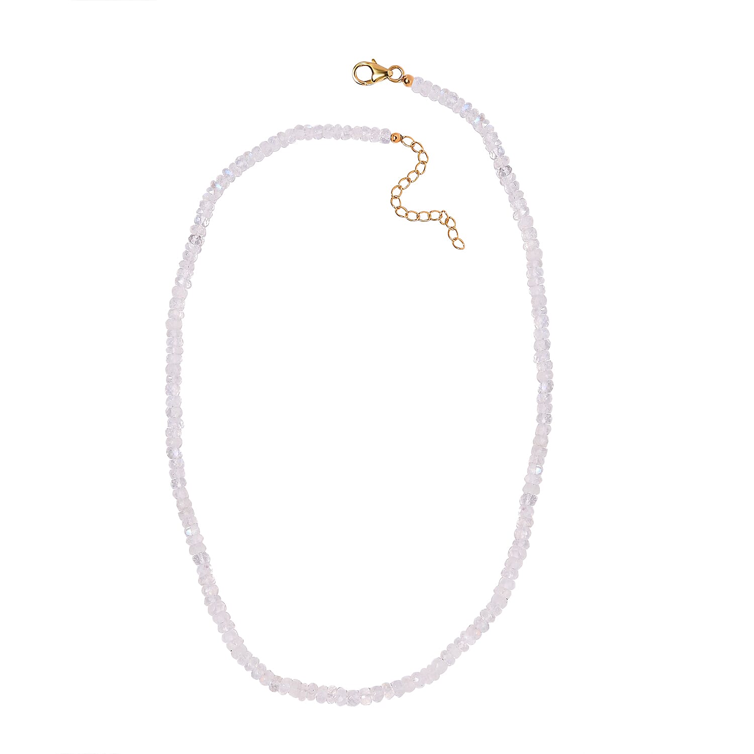 Rainbow Moonstone Necklace (Size - 18) in 18K Yellow Gold Vermeil Plated Sterling Silver 75 Ct