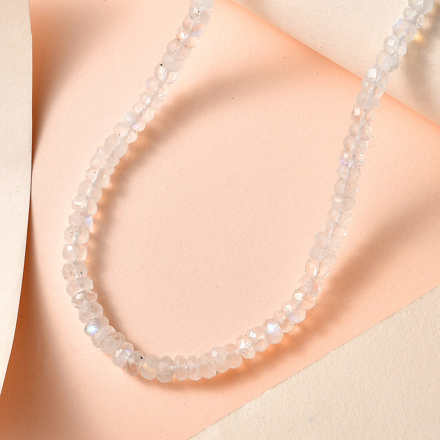 Rainbow Moonstone Necklace (Size - 18) in 18K Yellow Gold Vermeil Plated Sterling Silver 75 Ct