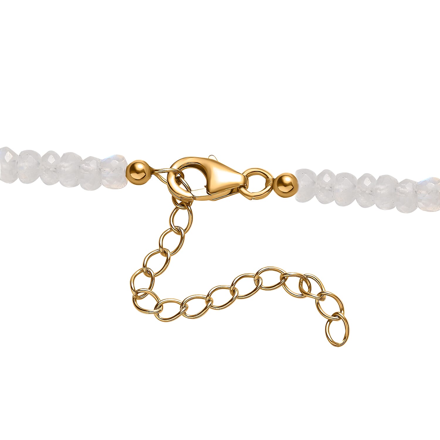 Rainbow Moonstone Necklace (Size - 18) in 18K Yellow Gold Vermeil Plated Sterling Silver 75 Ct