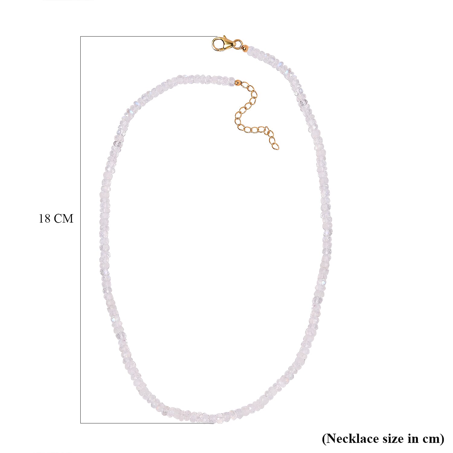 Rainbow Moonstone Necklace (Size - 18) in 18K Yellow Gold Vermeil Plated Sterling Silver 75 Ct