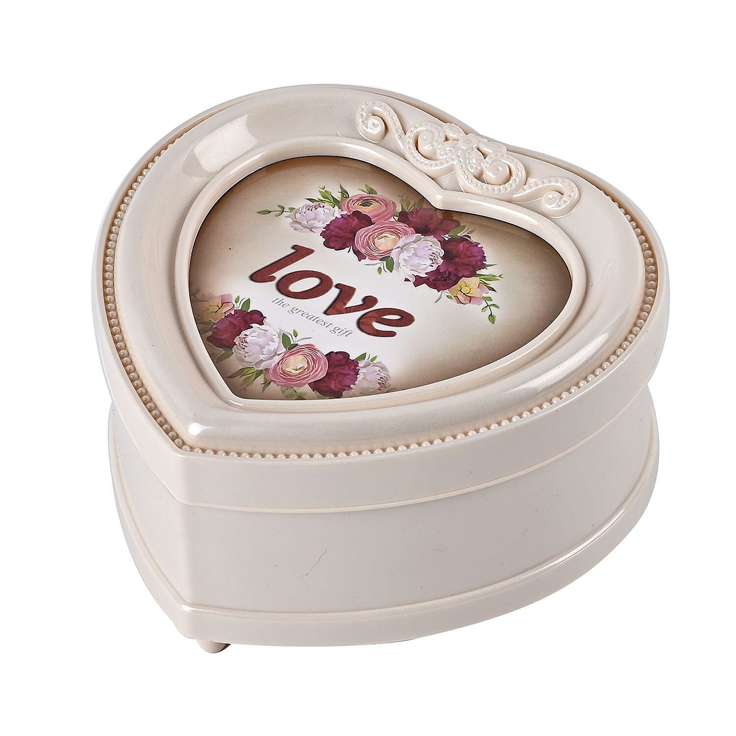 Heart Musical Jewellery Box (Size 13x13x8 cm) - White