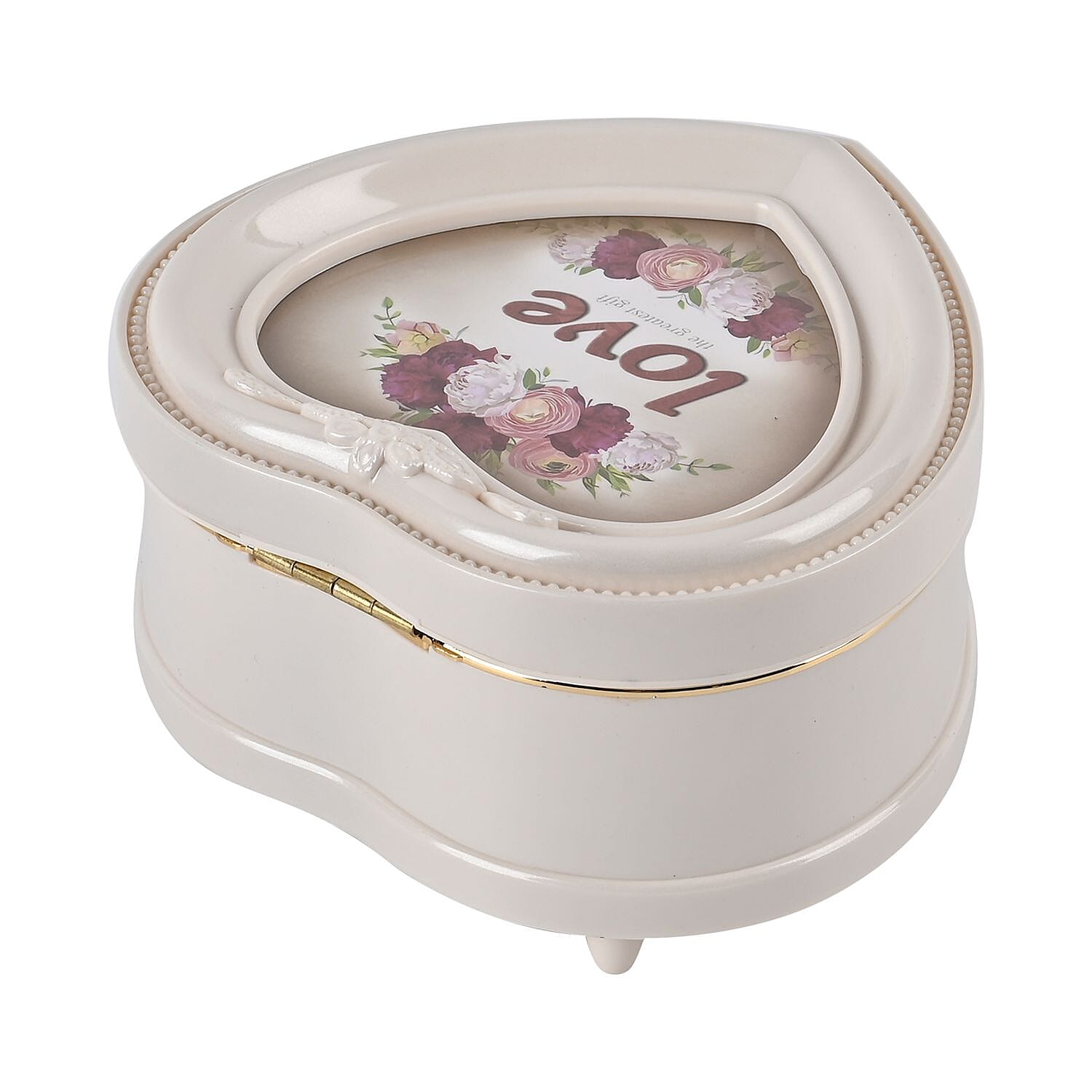 Heart Musical Jewellery Box (Size 13x13x8 cm) - White