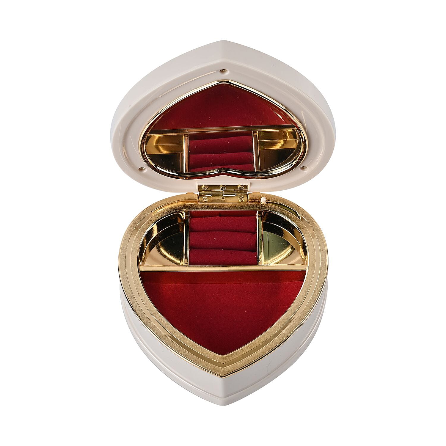 Heart Musical Jewellery Box (Size 13x13x8 cm) - White