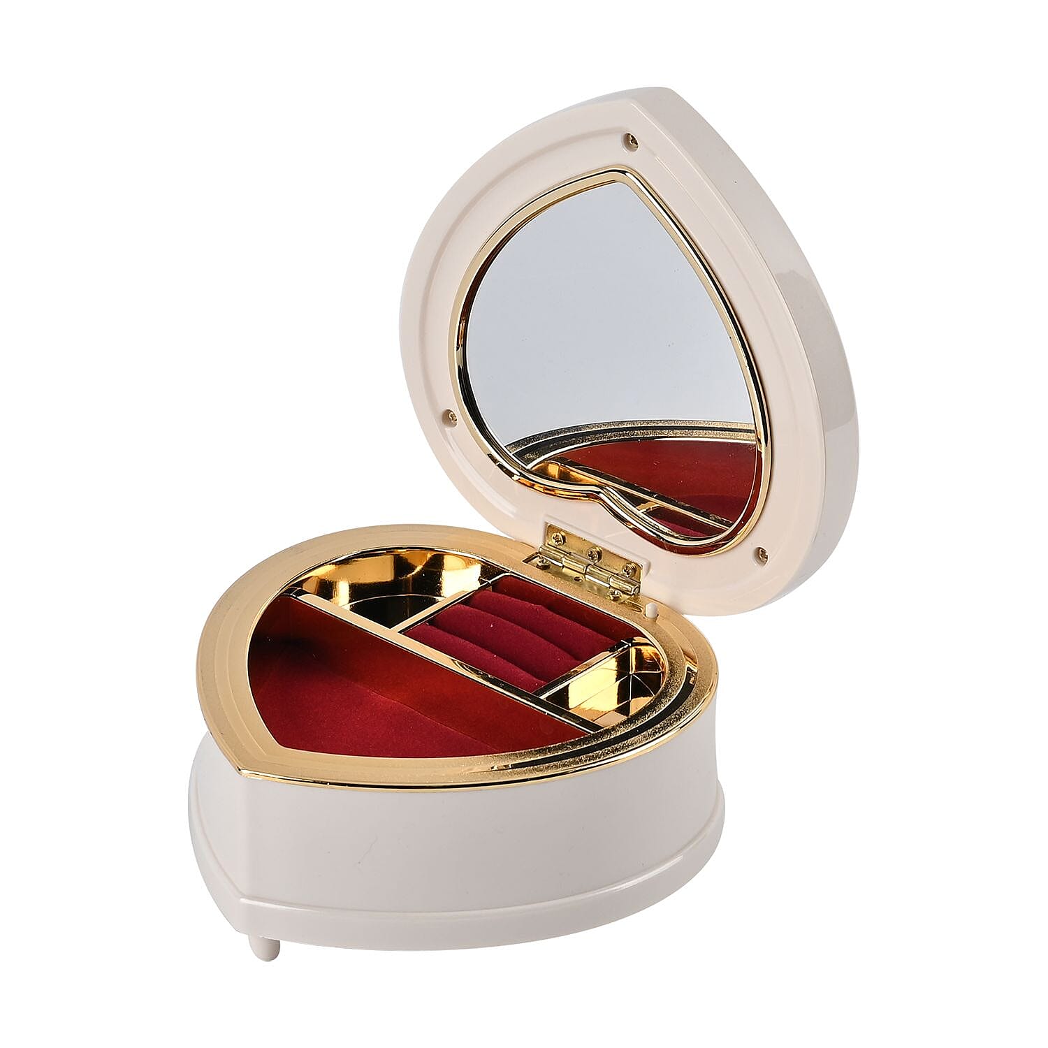 Heart Musical Jewellery Box (Size 13x13x8 cm) - White