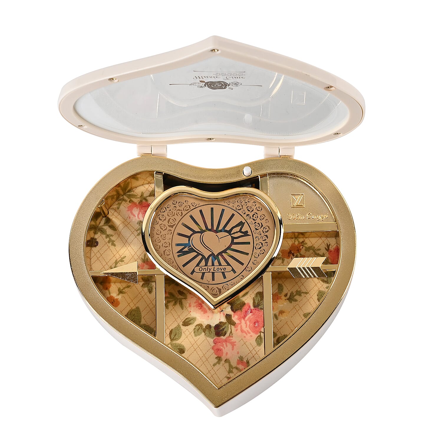 Heart Shape Music Box with a Ballerina (Size 15x15x7 cm) - White