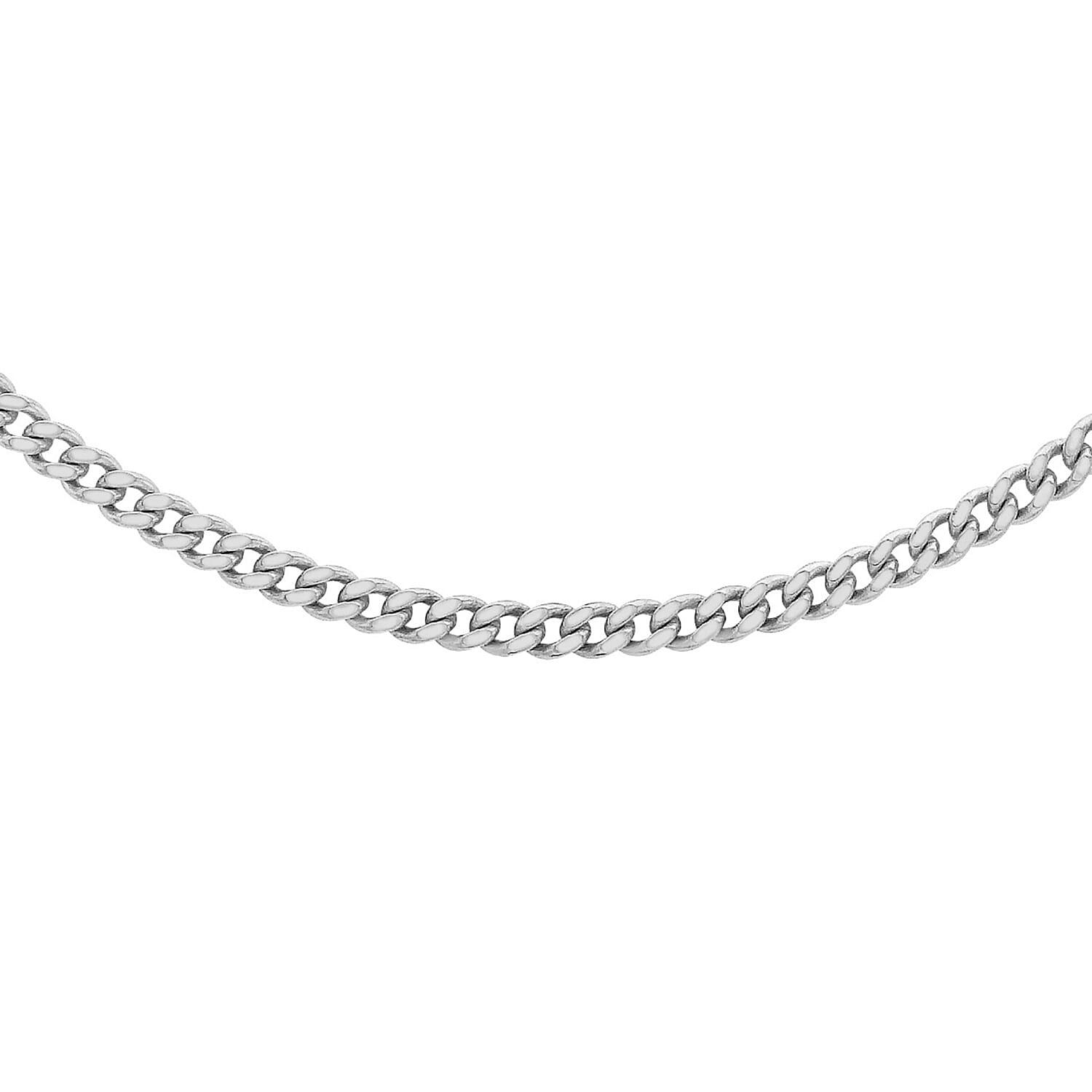 18K White Gold Diamond Cut Curb Chain With Spring Ring Clasp (Adjustable Size - 16-18)
