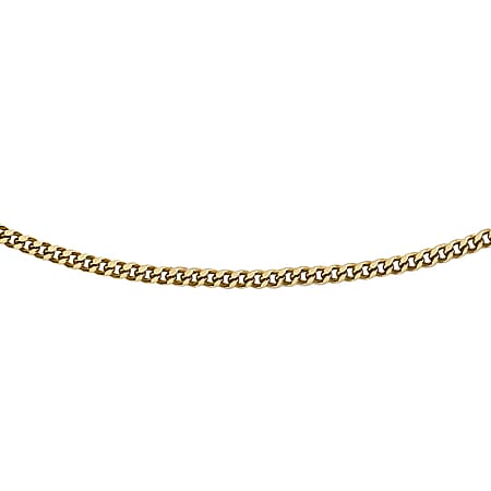 18K Yellow Gold 1 MM Curb Chain With Lobster Clasp 16 Inch Diamond Cut