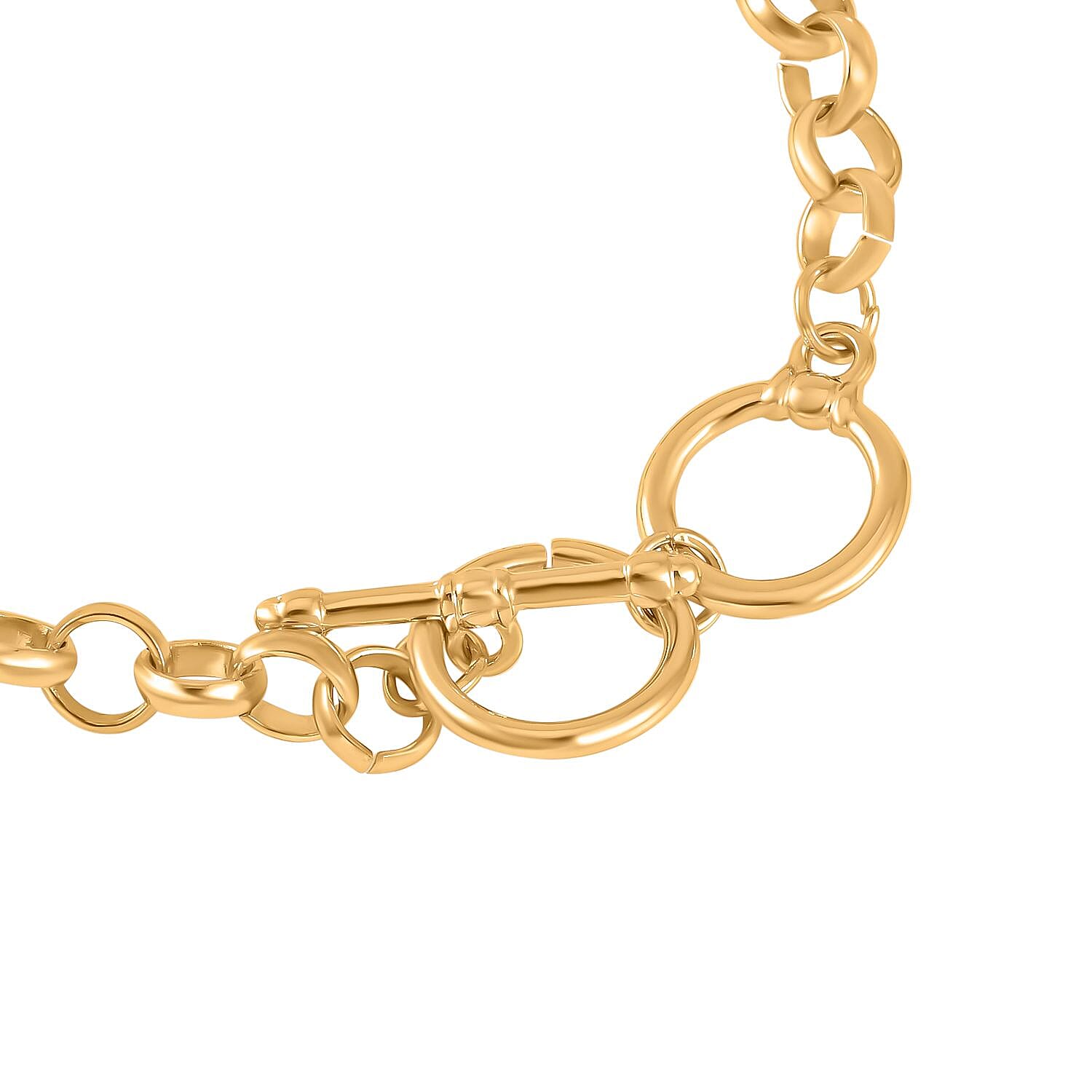 White Shell Pearl and White Austrian Crystal Enamelled Charms Bracelet (Size - 7.5) in Yellow Gold Tone