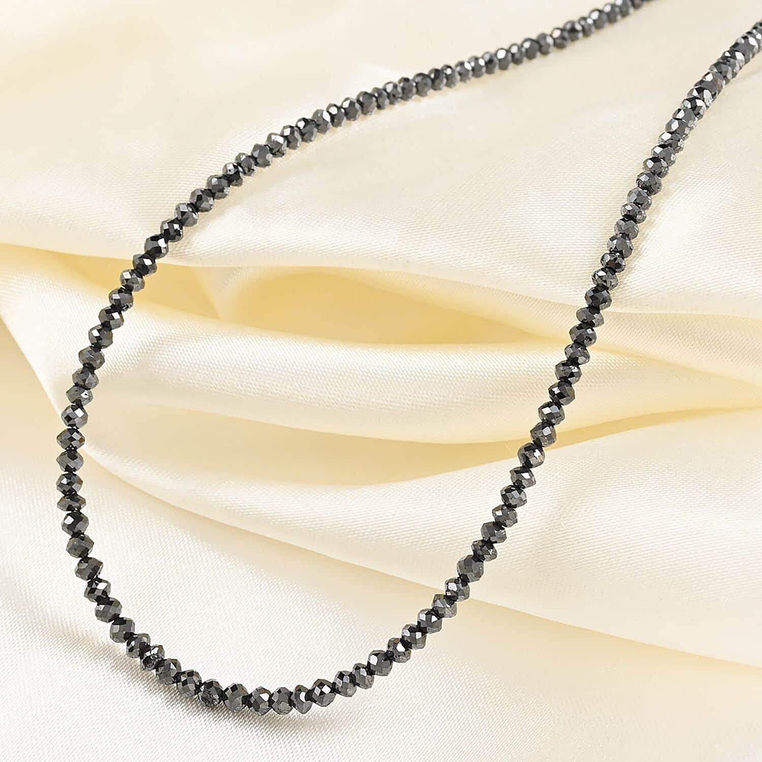 950 Platinum  AAAA  Black Diamond  AAAA Necklace (Size - 18) 24.00 ct,  Platinum Wt. 2.75 Gms  24.000  Ct.