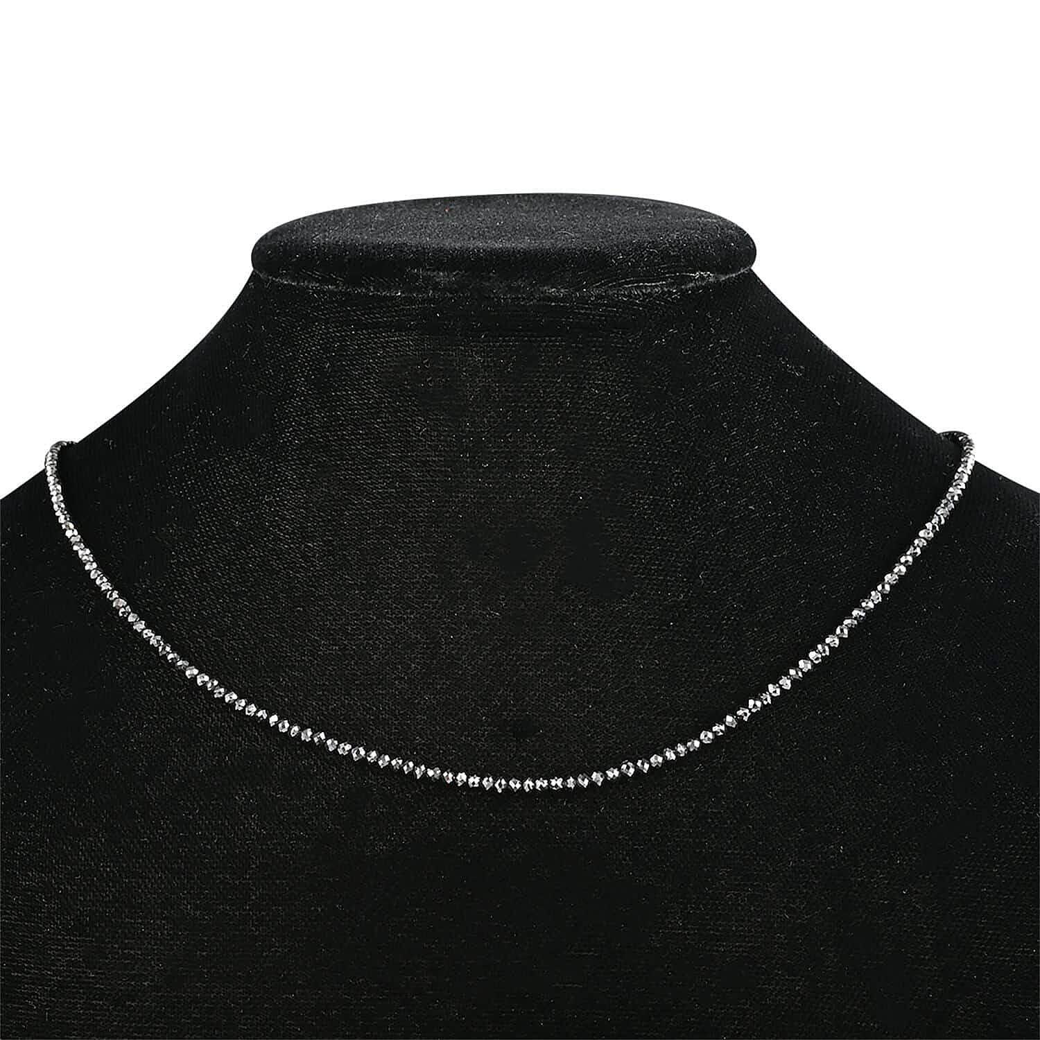 950 Platinum  AAAA  Black Diamond  AAAA Necklace (Size - 18) 24.00 ct,  Platinum Wt. 2.75 Gms  24.000  Ct.