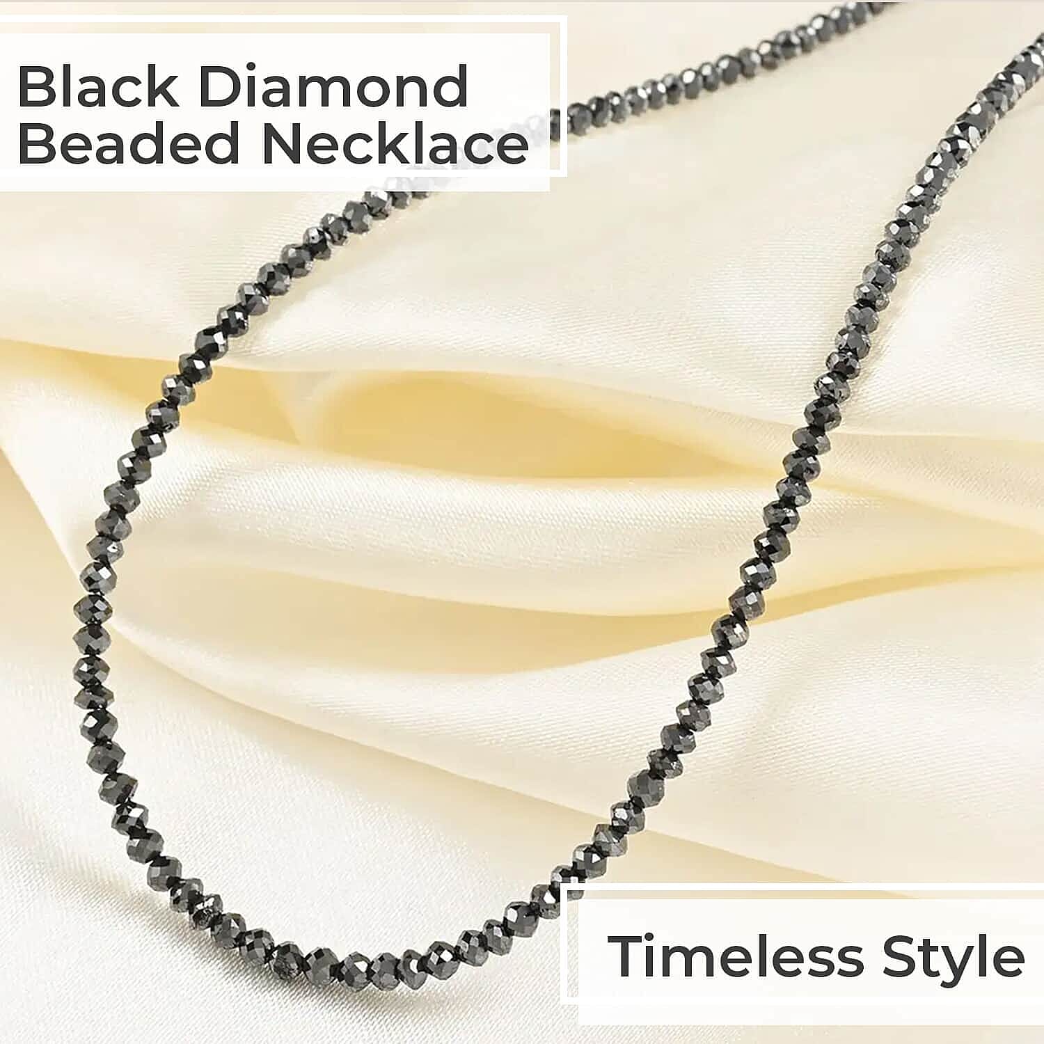 950 Platinum  AAAA  Black Diamond  AAAA Necklace (Size - 18) 24.00 ct,  Platinum Wt. 2.75 Gms  24.000  Ct.
