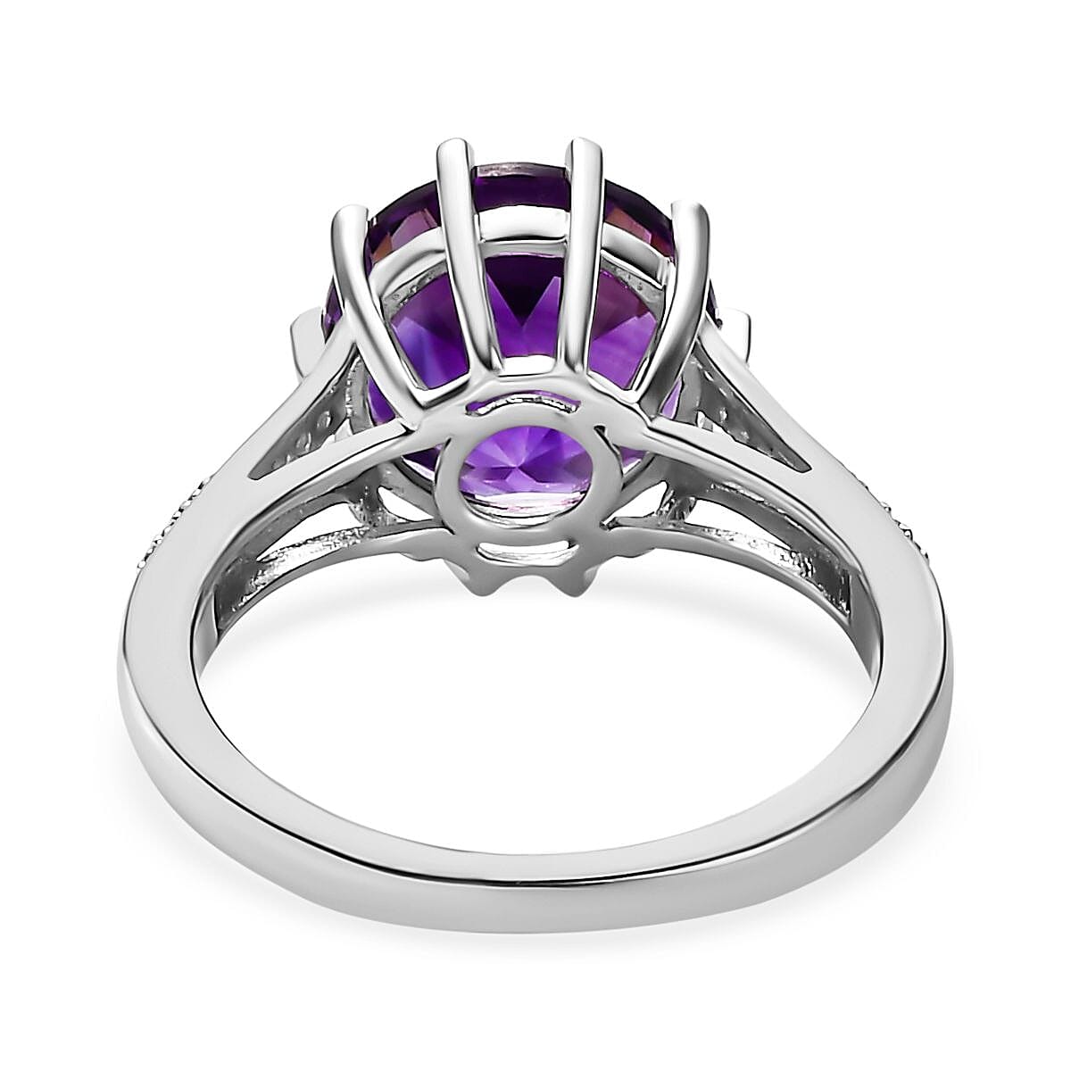 Moroccan Amethyst and Natural Zircon Ring in Platinum Overlay Sterling Silver 3.90 Ct
