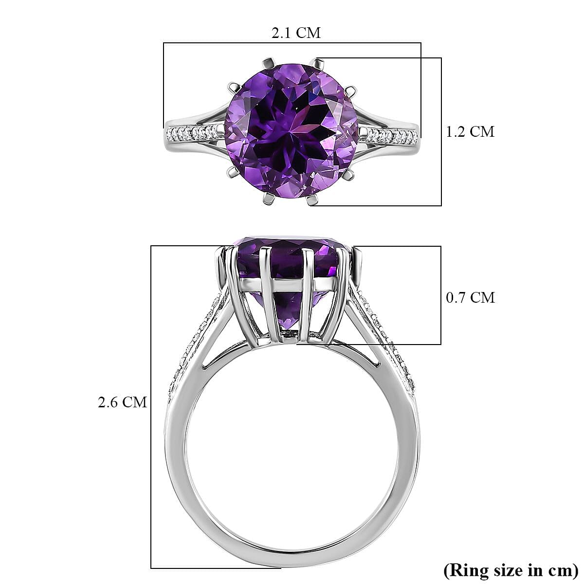 Moroccan Amethyst and Natural Zircon Ring in Platinum Overlay Sterling Silver 3.90 Ct