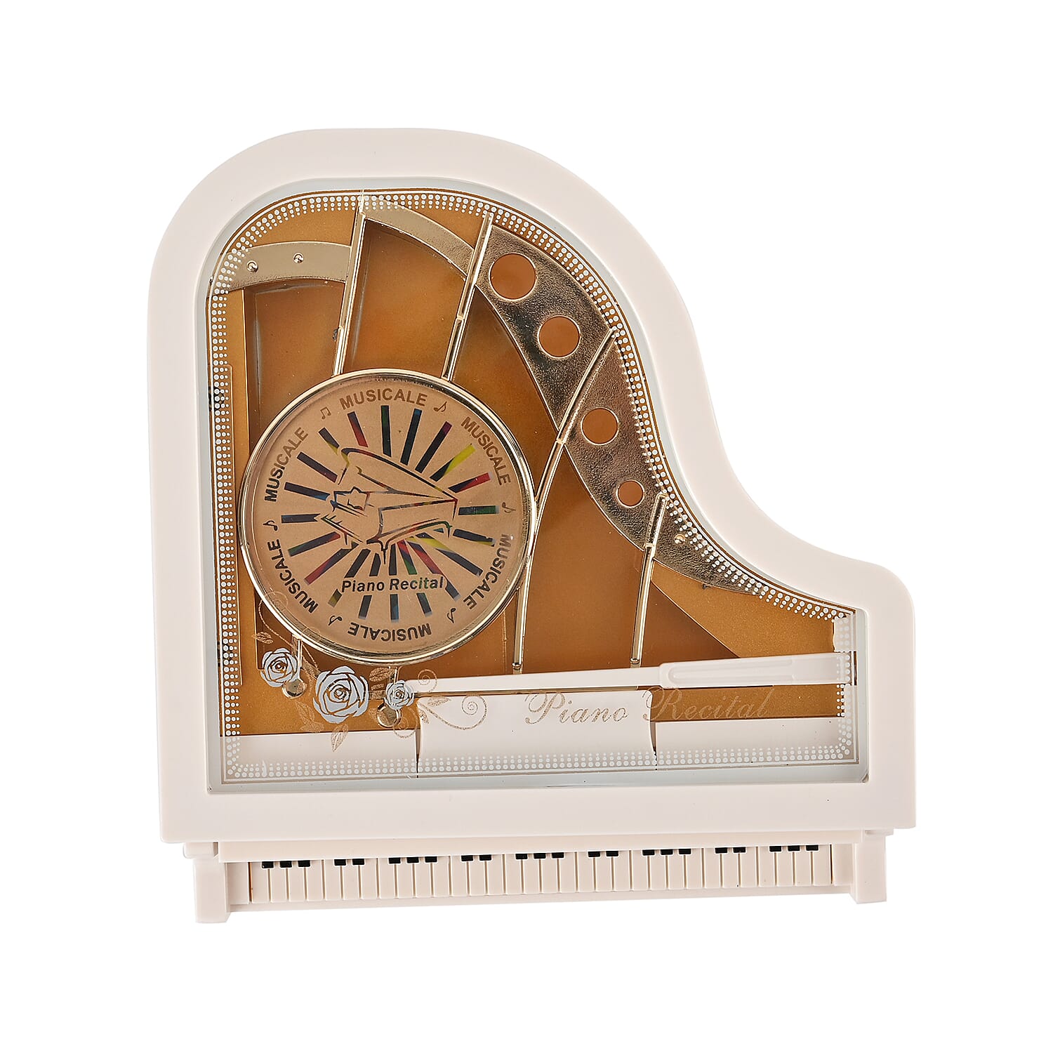 Piano Shape Music Box with a Ballerina (Size 15x15x7 cm) - White