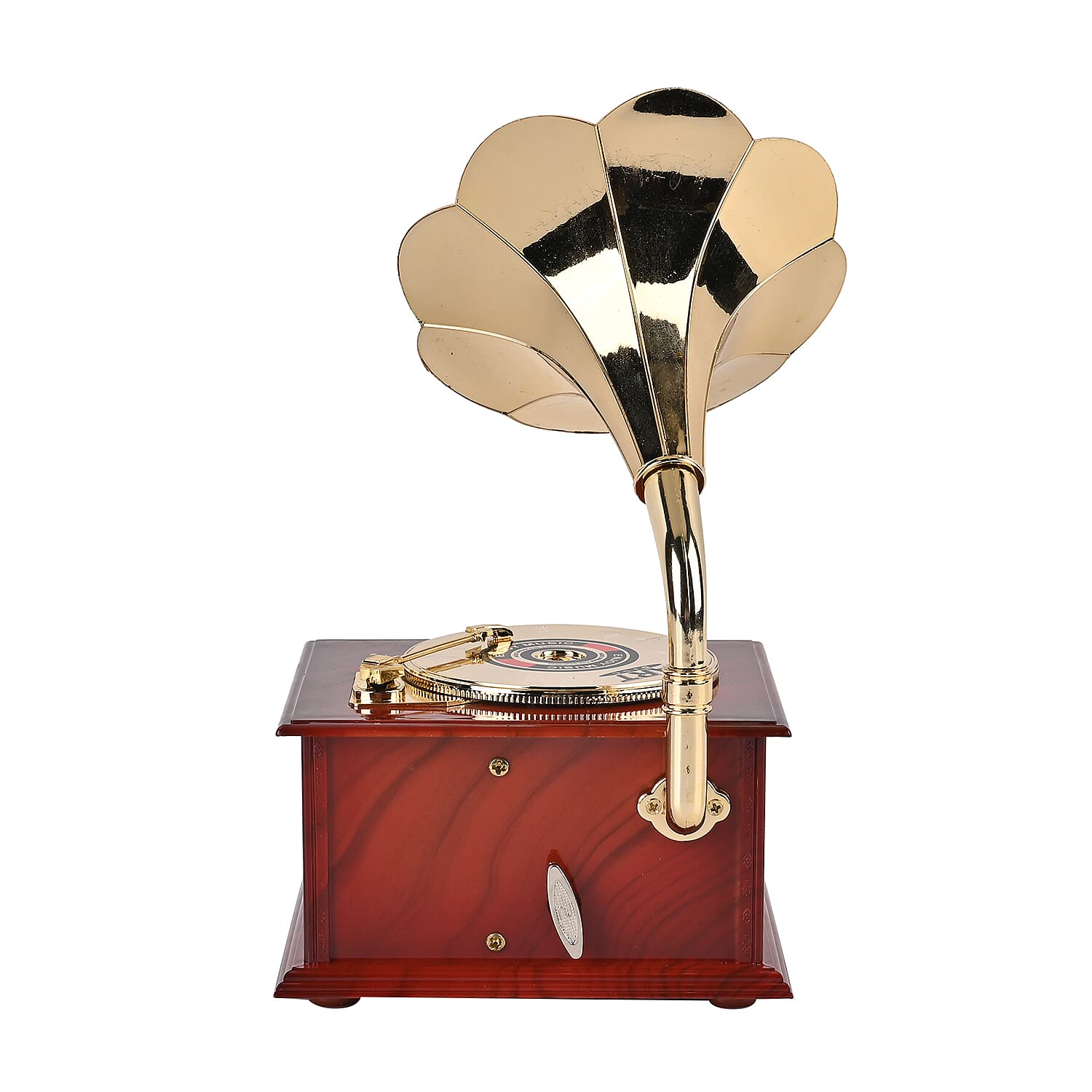 Phonograph Shape Mechanical Music Box (Size 22x12x12 cm) - Gold & White
