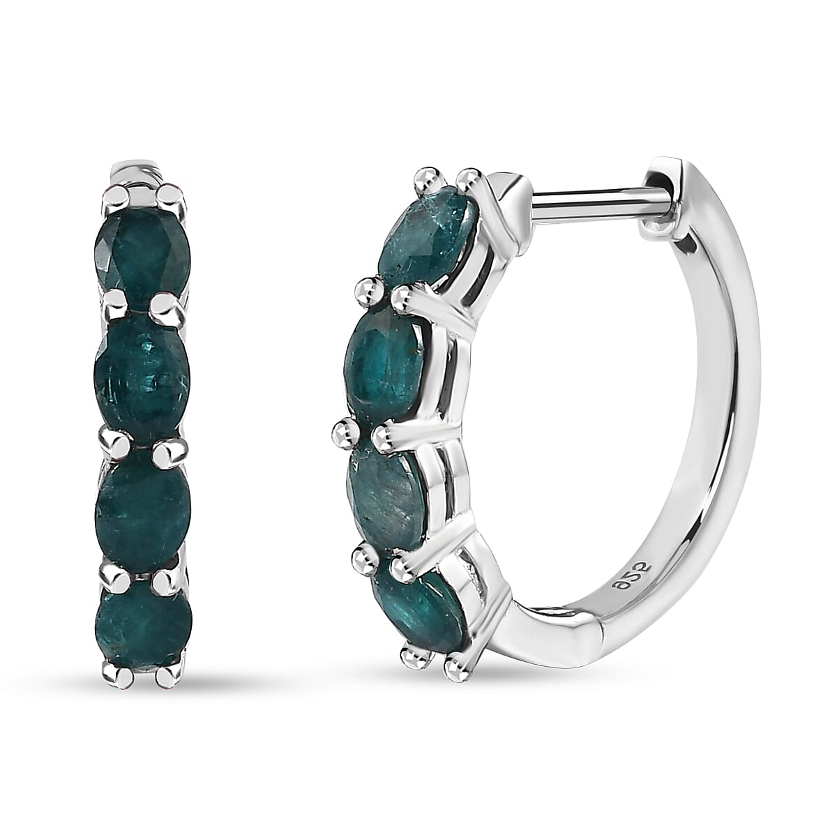 Grandidierite Hoop Earrings in Platinum Overlay Sterling Silver 1.30 Ct