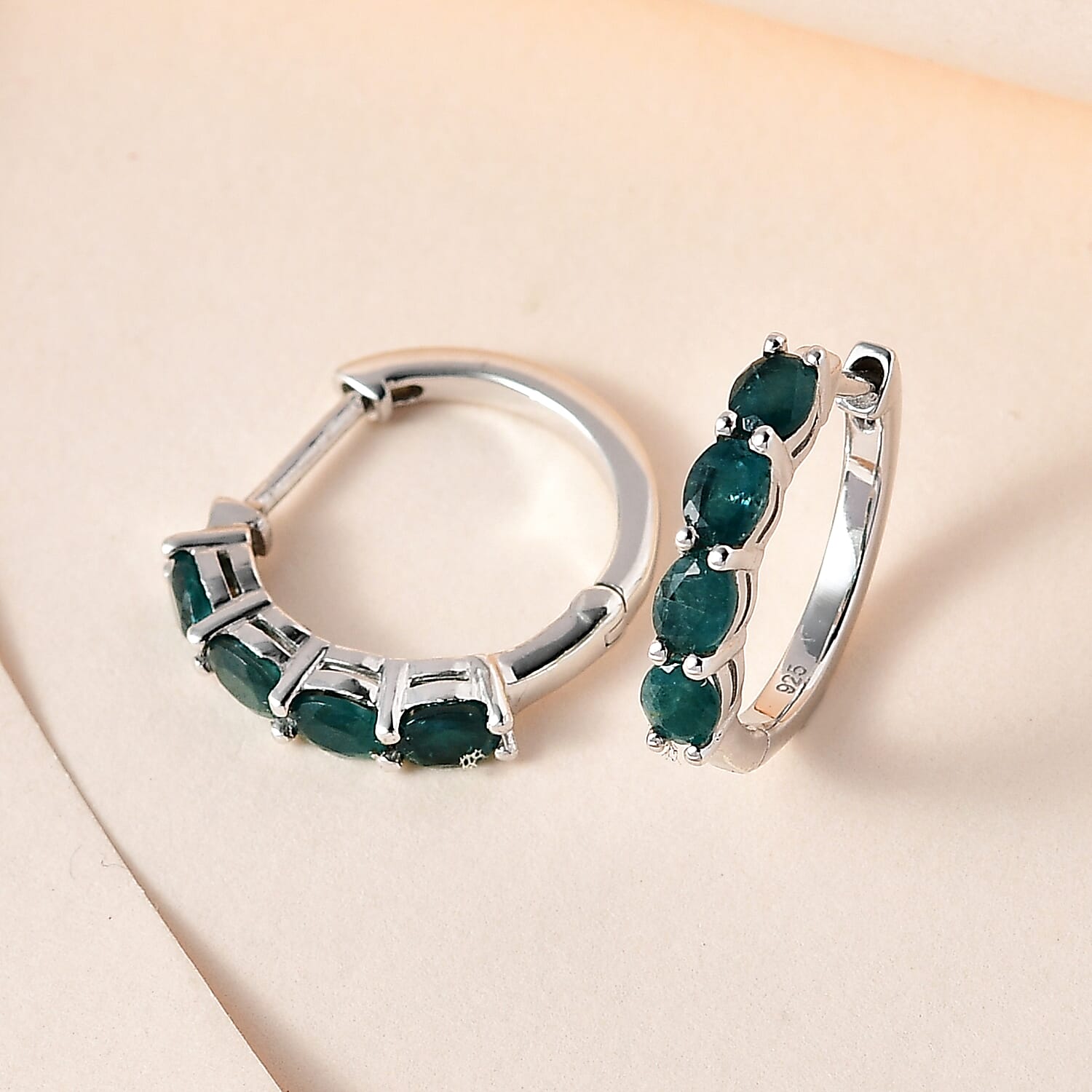 Grandidierite Hoop Earrings in Platinum Overlay Sterling Silver 1.30 Ct