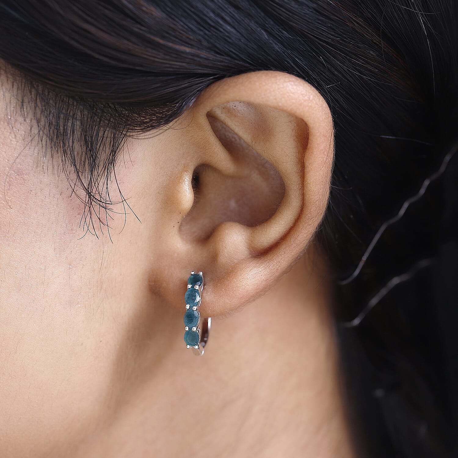 Grandidierite Hoop Earrings in Platinum Overlay Sterling Silver 1.30 Ct