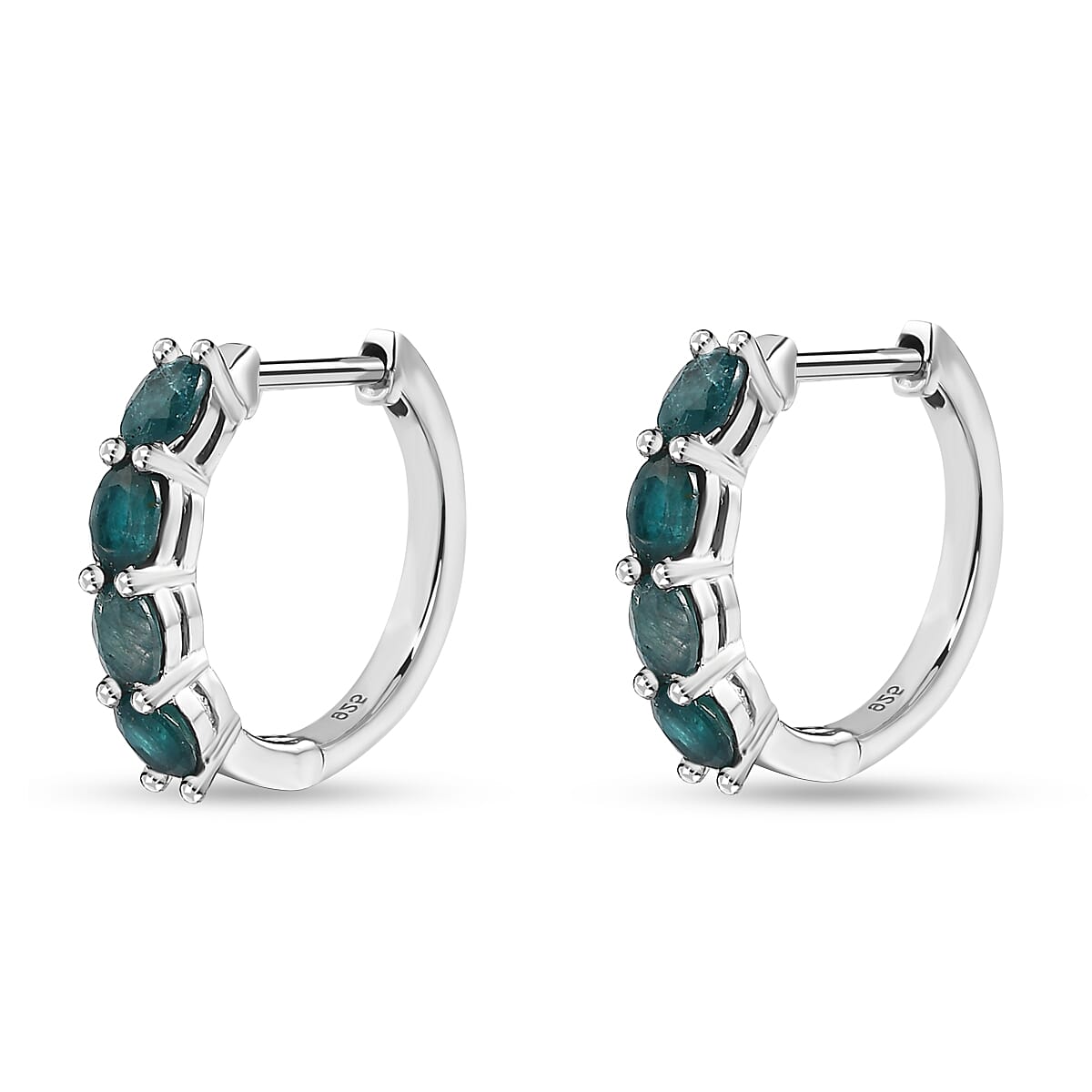 Grandidierite Hoop Earrings in Platinum Overlay Sterling Silver 1.30 Ct