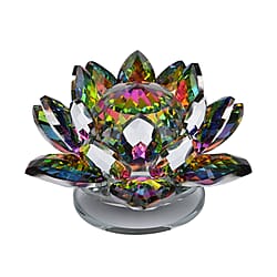 Exquisite Crystal Lotus Flower Rotating Candle Holder