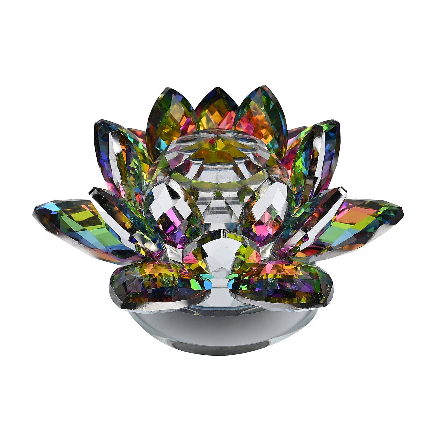 Exquisite Crystal Lotus Flower Rotating Candle Holder