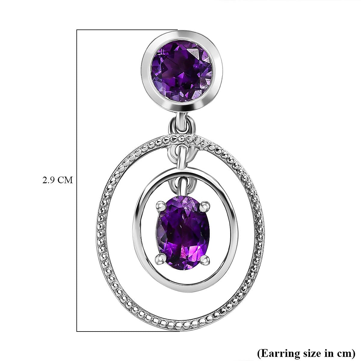 Moroccan Amethyst Earrings in Platinum Overlay Sterling Silver 3.10 Ct, Silver Wt 5.47