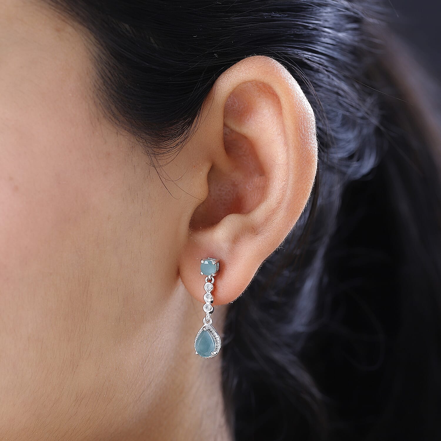 Grandidierite and Natural Zircon Dangle Earrings in Platinum Overlay Sterling Silver 1.90 Ct