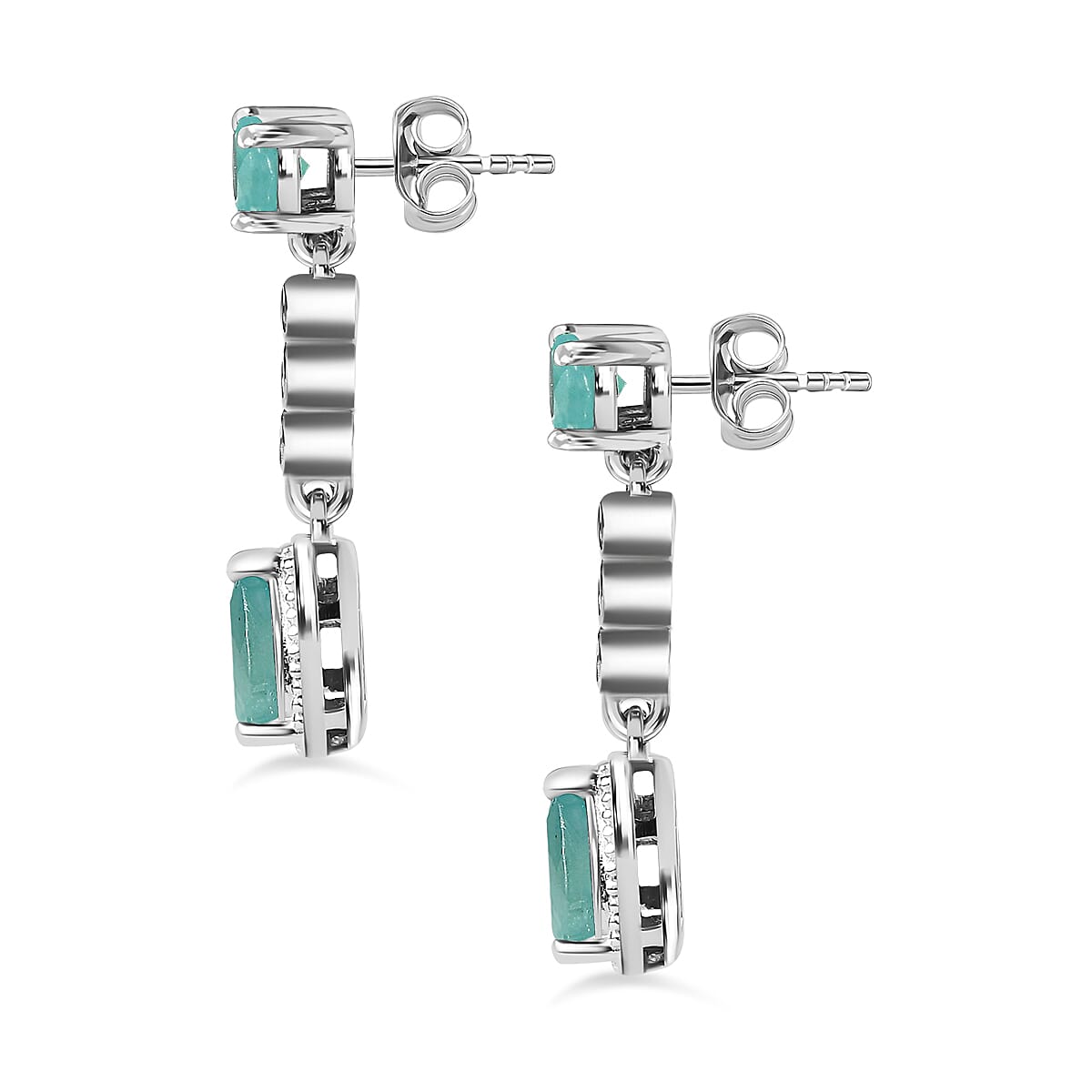 Grandidierite and Natural Zircon Dangle Earrings in Platinum Overlay Sterling Silver 1.90 Ct