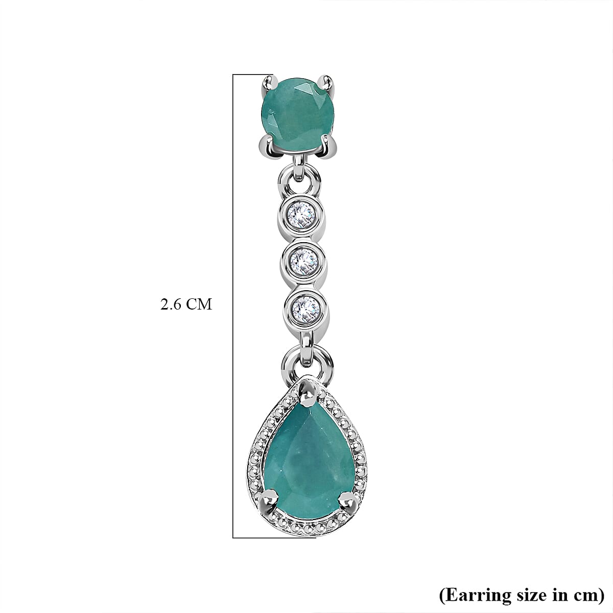 Grandidierite and Natural Zircon Dangle Earrings in Platinum Overlay Sterling Silver 1.90 Ct