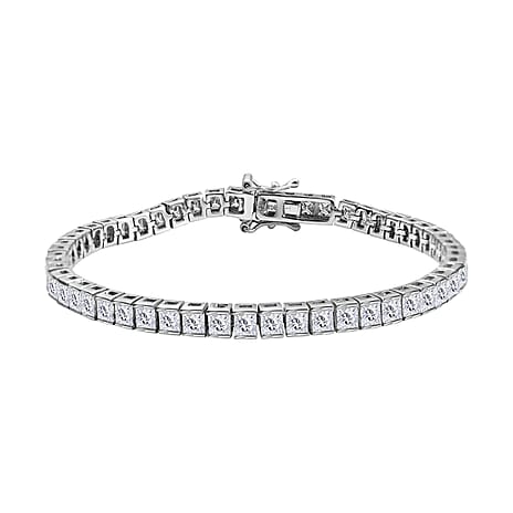 Moissanite Tennis Bracelet (Size - 7.5) in Platinum Overlay Sterling Silver 8.75 Ct, Silver Wt. 11.63 Gms