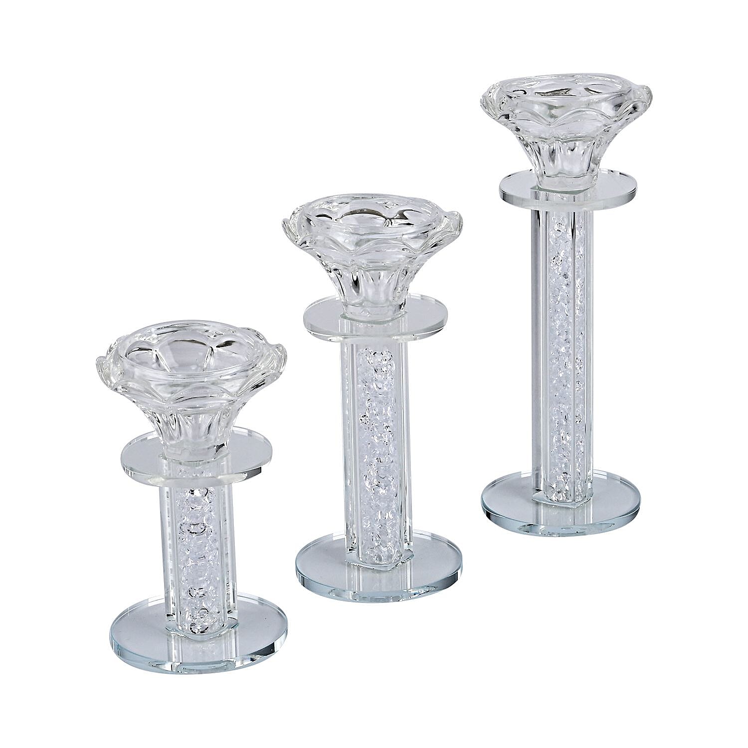 Set of 3 Glass Candle Holders - Pearls