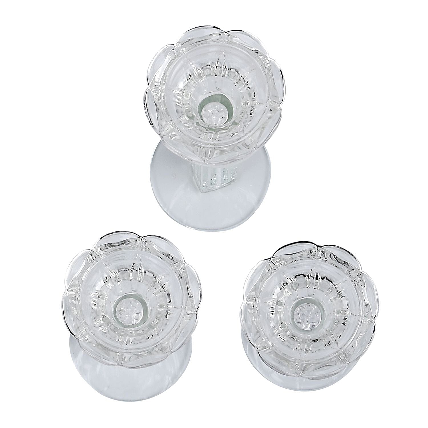 Set of 3 Glass Candle Holders - Pearls