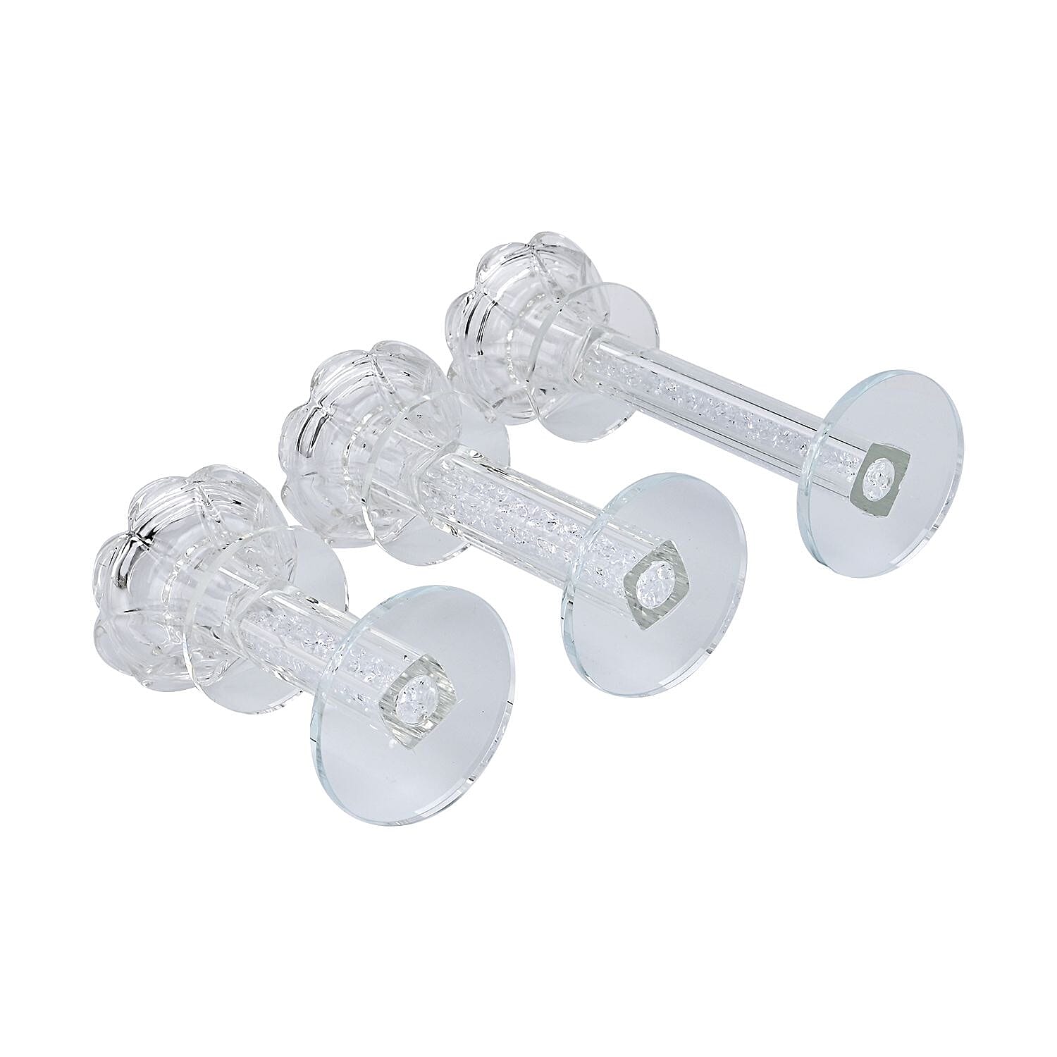 Set of 3 Glass Candle Holders - Pearls