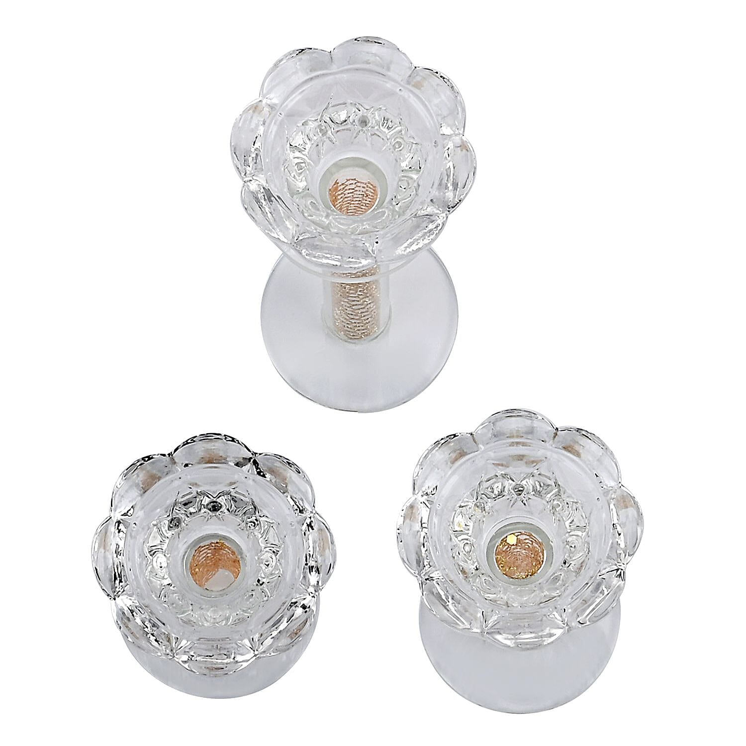 Set of 3 Glass Candle Holders - Gold