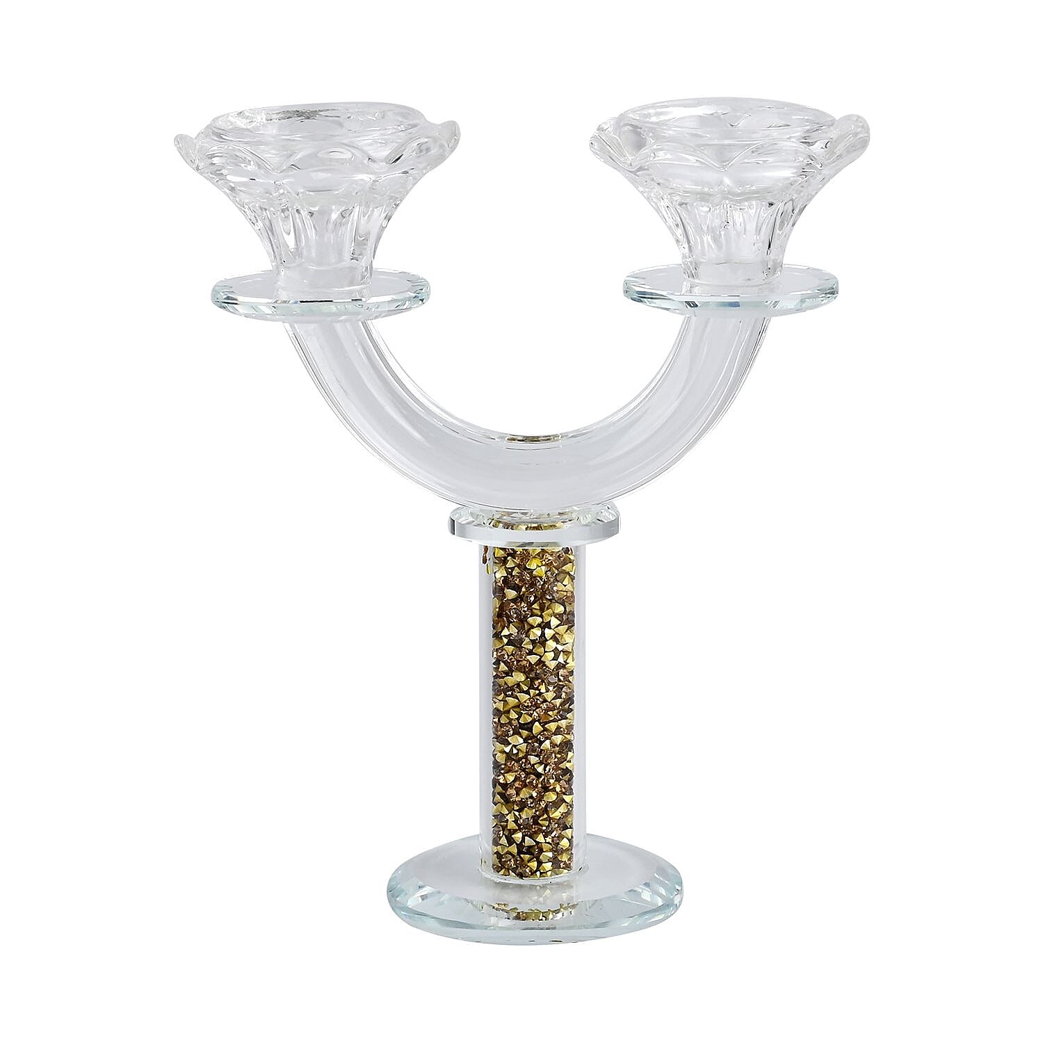 Sparkling 2 Arms Candle Holder - Gold