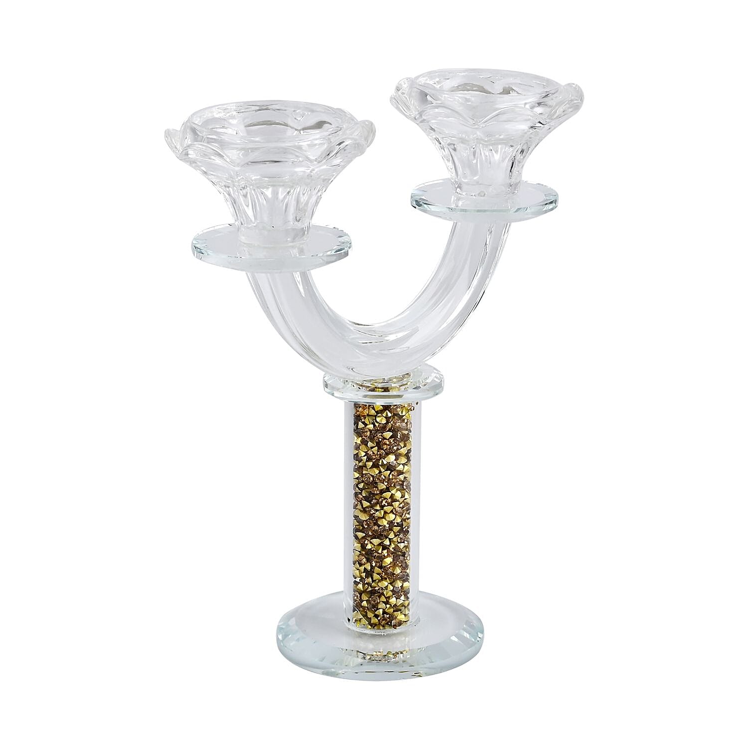 Sparkling 2 Arms Candle Holder - Gold