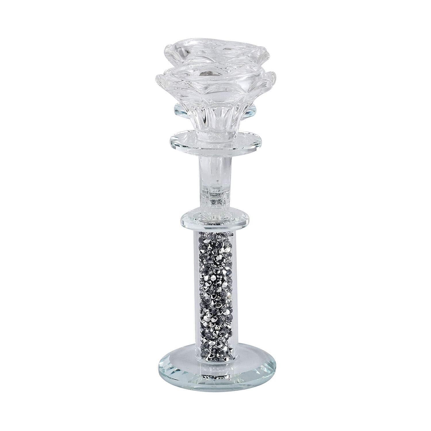 Sparkling 2 Arms Candle Holder - Silver