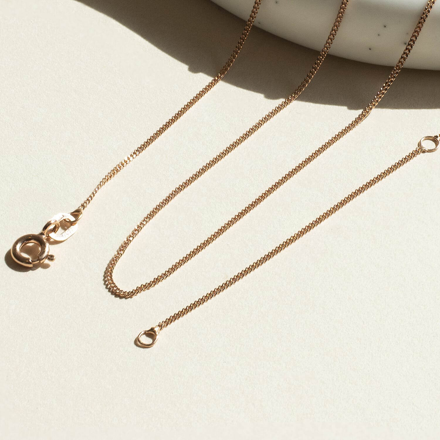 18K Rose Gold Diamond Cut Curb Chain With Spring Ring Clasp (Size - 18-20)