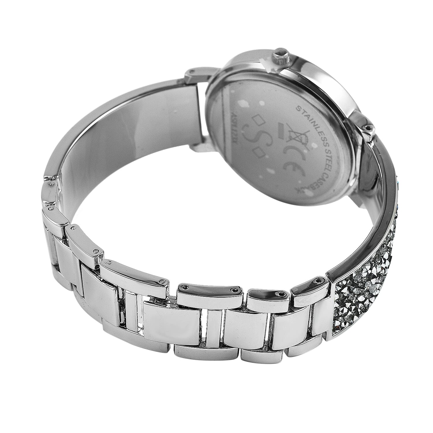 SPIRIT Ladies Rock Crystal Bangle Watch with Silver Sunray Dial