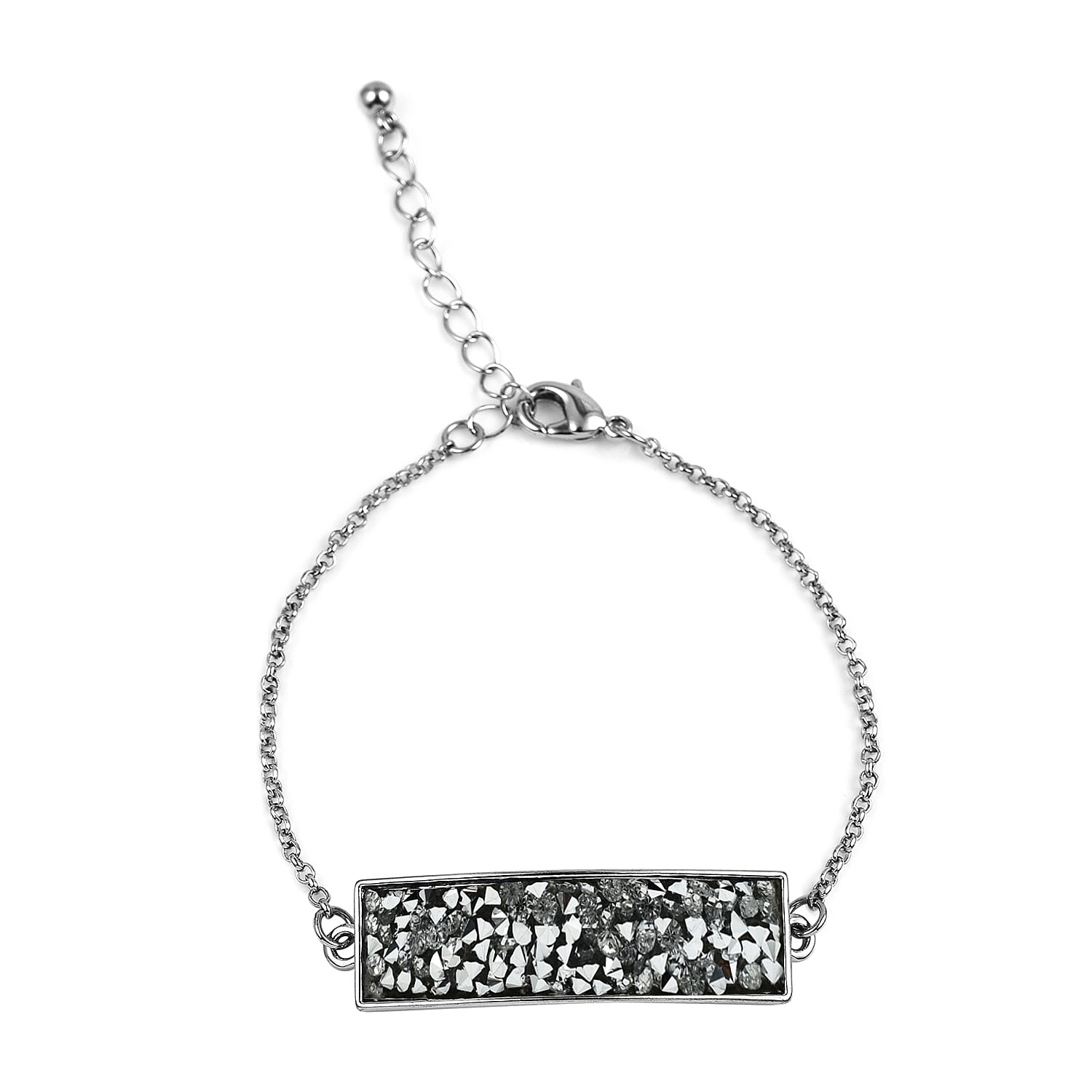 SPIRIT Ladies Rock Crystal Bangle Watch with Silver Sunray Dial