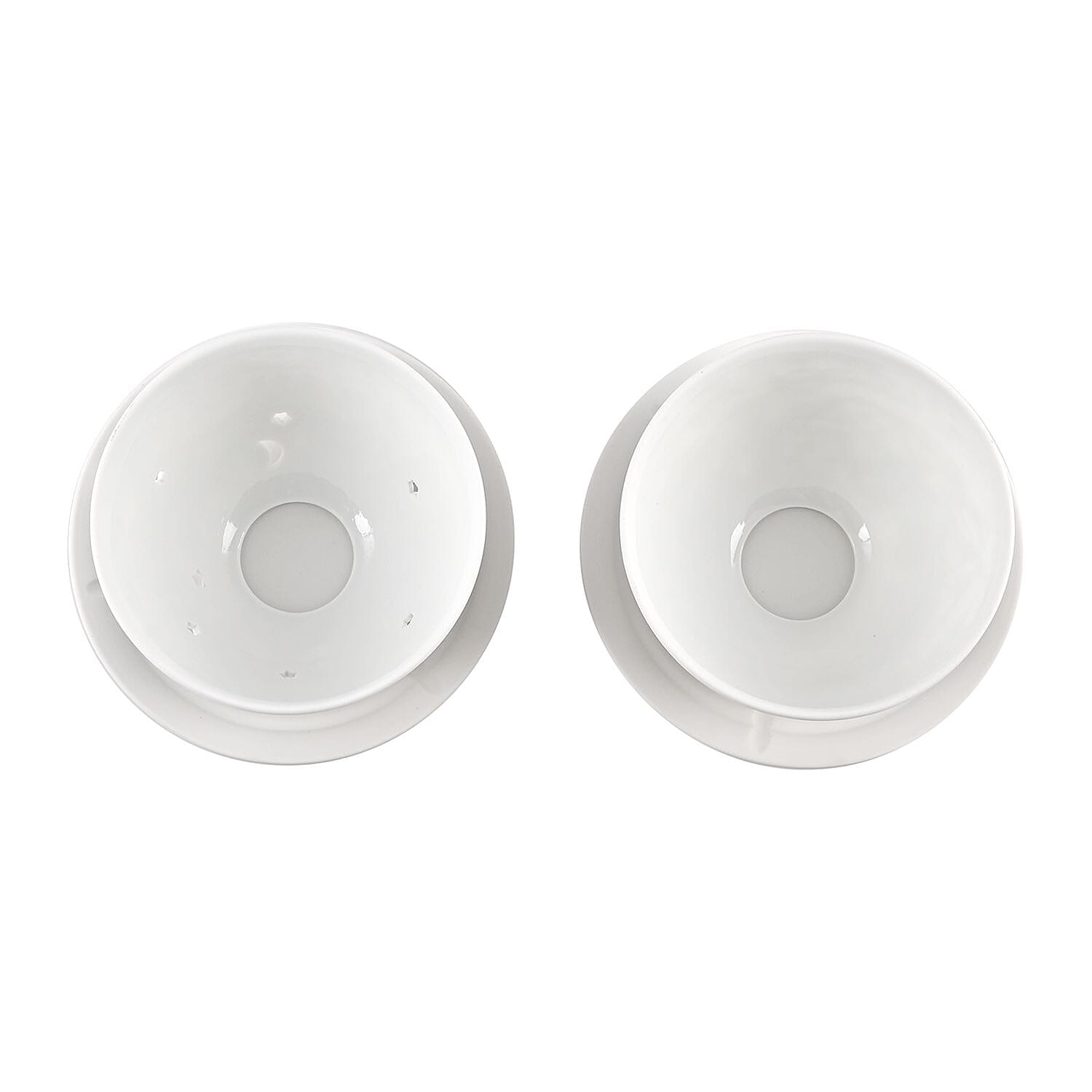 Set of 2 Madonna and Angel Printed Porcelain LED Tealight Candle Holder - White