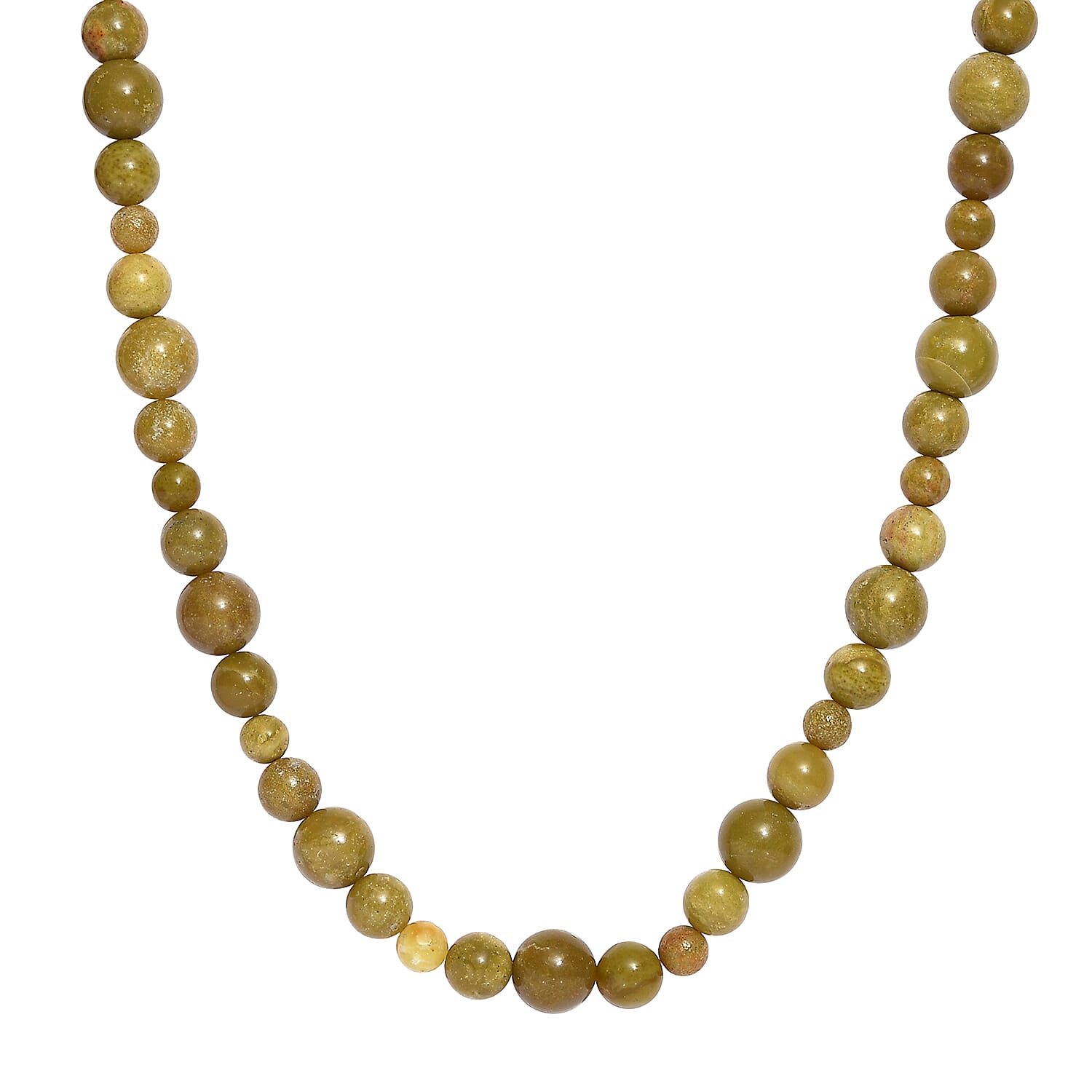 First Time Ever Natural Green Opal Necklace (Size - 20) in Platinum Overlay Sterling Silver 175.26 Ct