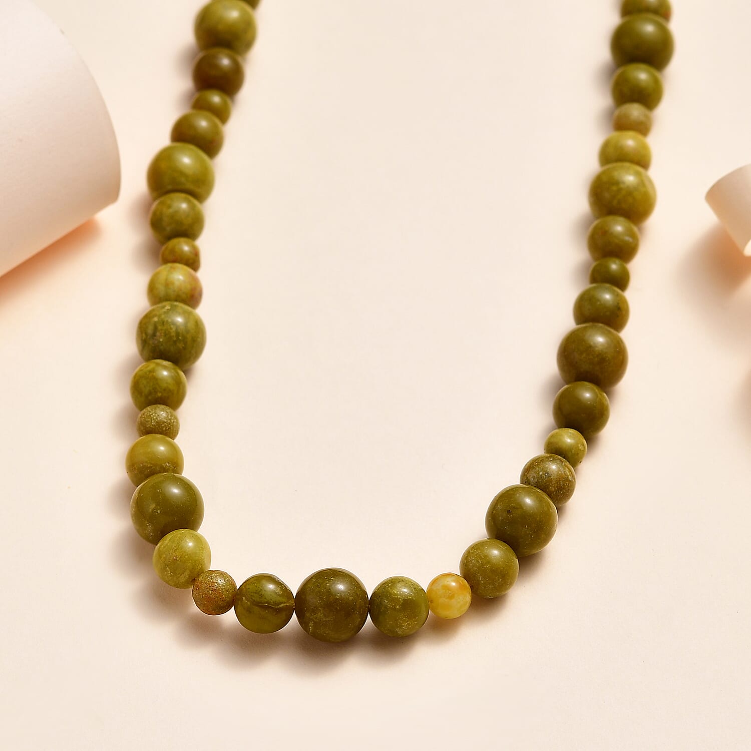 First Time Ever Natural Green Opal Necklace (Size - 20) in Platinum Overlay Sterling Silver 175.26 Ct