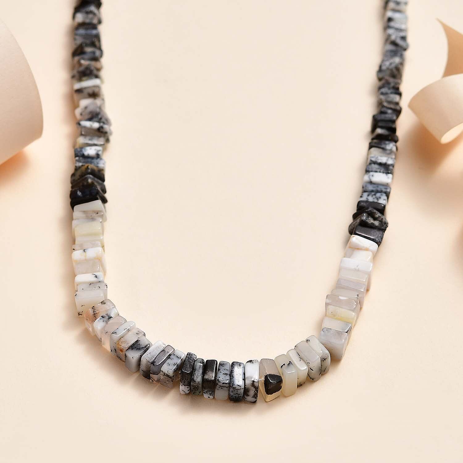 One Time Deal- Dendritic Opal Necklace (Size - 18) in 18K Yellow Gold Vermeil Plated Sterling Silver 114.47 Ct