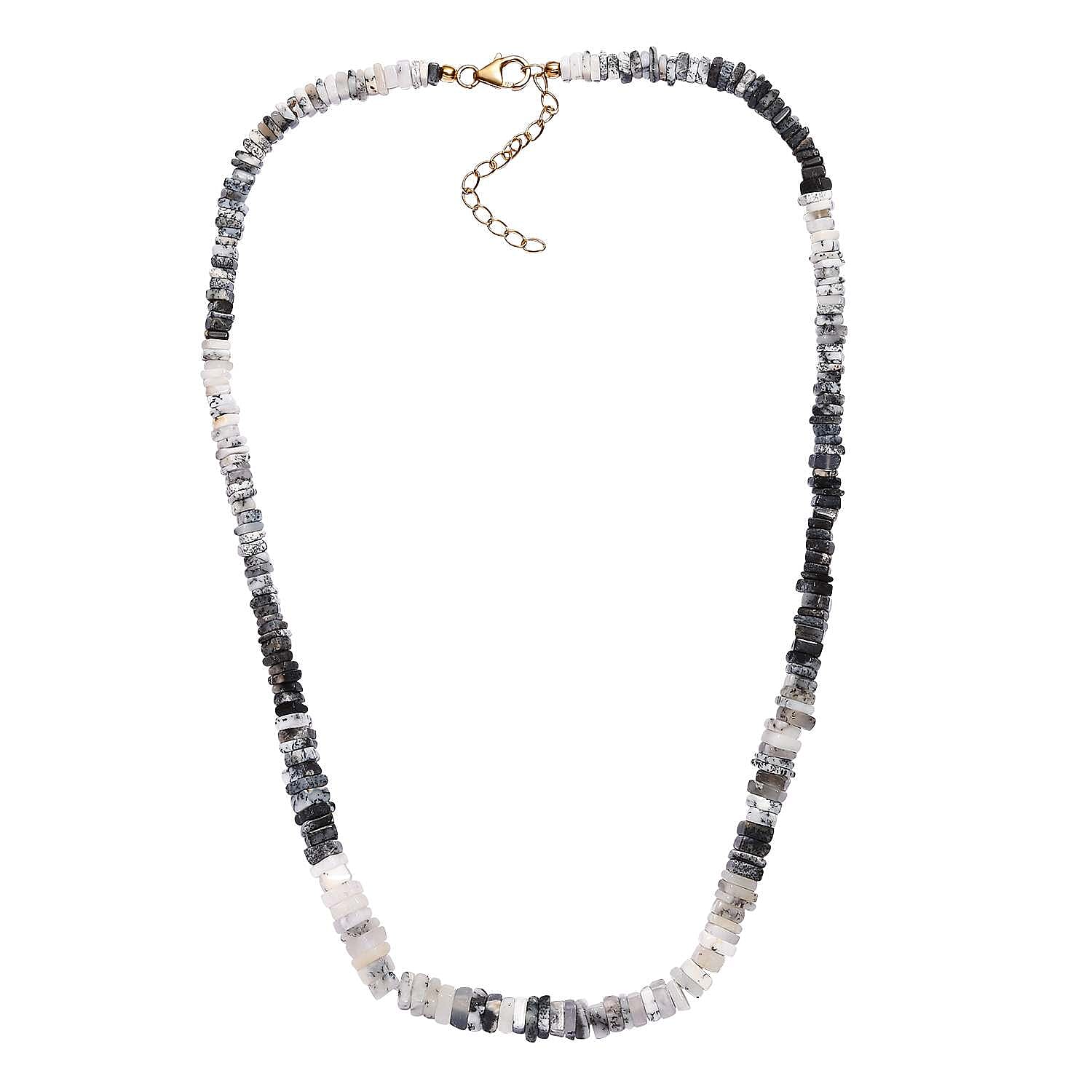 One Time Deal- Dendritic Opal Necklace (Size - 18) in 18K Yellow Gold Vermeil Plated Sterling Silver 114.47 Ct