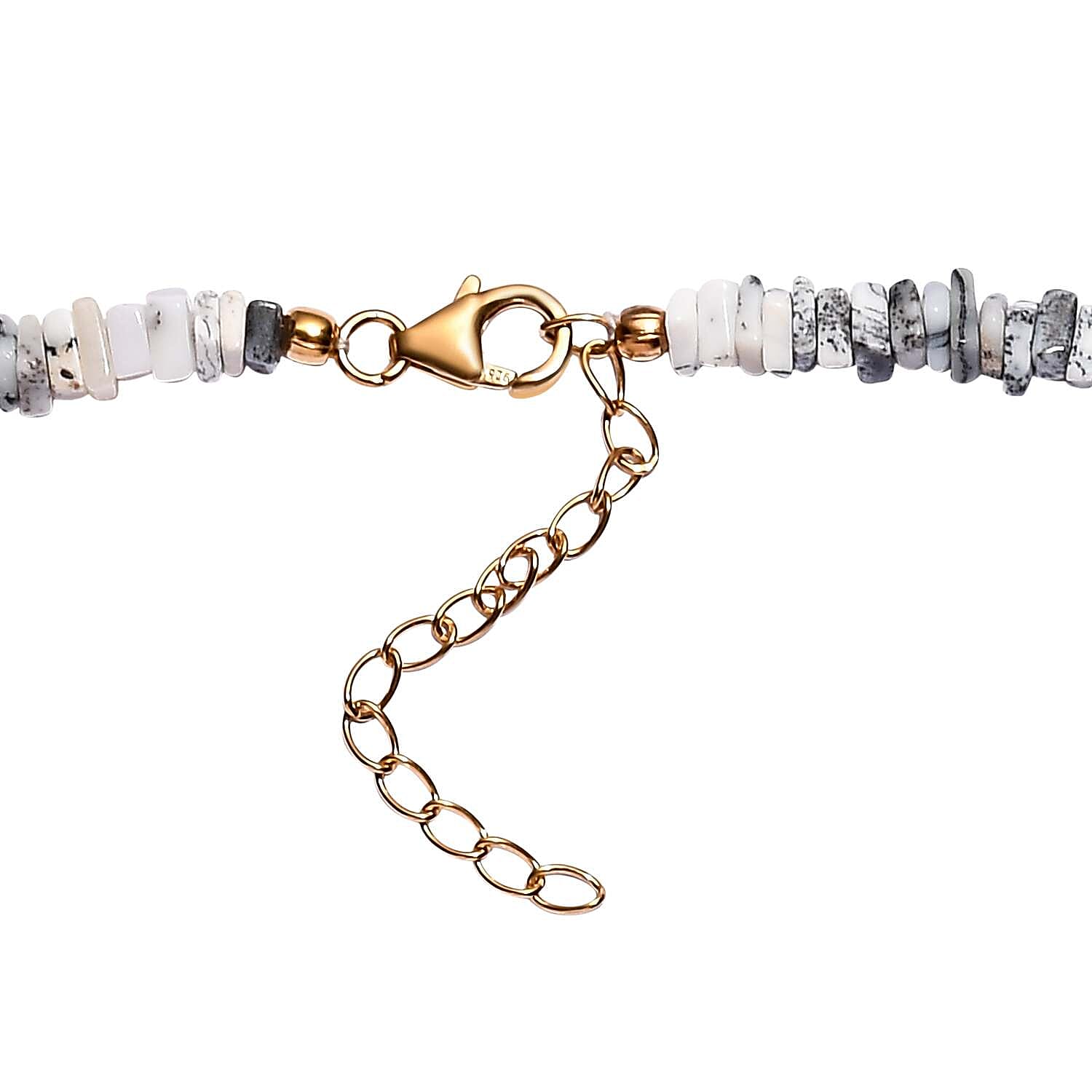 One Time Deal- Dendritic Opal Necklace (Size - 18) in 18K Yellow Gold Vermeil Plated Sterling Silver 114.47 Ct